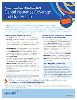 Image of report cover Dental Insurance Coverage and Oral Health in Pennsylvania