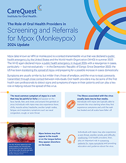 Image of report cover The Role of Oral Health Providers in Screening and Referrals for Mpox