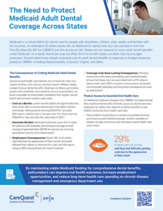 Informational Poster About Medicaid Adult Dental Coverage, with a Blue Header, a Dentist at Work, and Sections on Benefits, Costs, and Access.