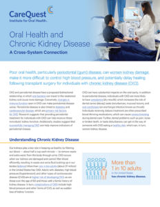 Banner for Carequest Institute: 'oral Health and Chronic Kidney Disease—a Cross-system Connection' with a Clinician Examining a Patient in a Dental Chair.
