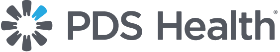 Pds Health Logo: Gray Flower Icon with a Blue Petal, then 'pds Health' Text.