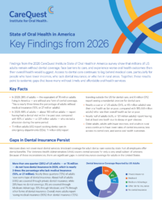 Infographic Header: 'key Findings from 2026' on a Blue Background with Curved Color Bands, Carequest Branding, and Intro Text About Oral Health Findings (cover Page).